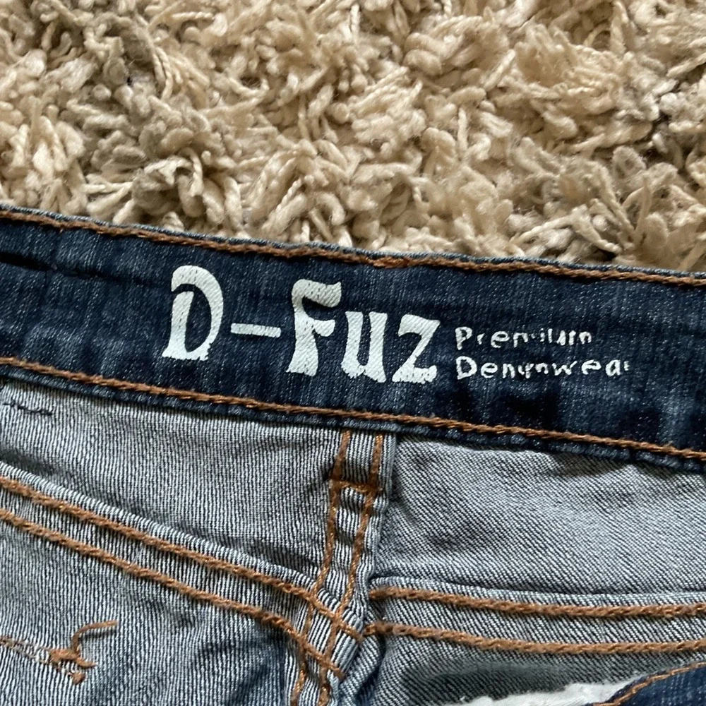 D-Fuz Premium Denim Distressed Straight Leg Jeans Dark Wash Blue Womens 9/10